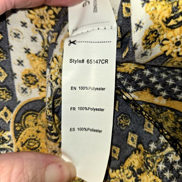 Birch & Stone Large Women's Top Black Yellow Shirt Blouse Misses Size12 14 - Picture 5 of 7